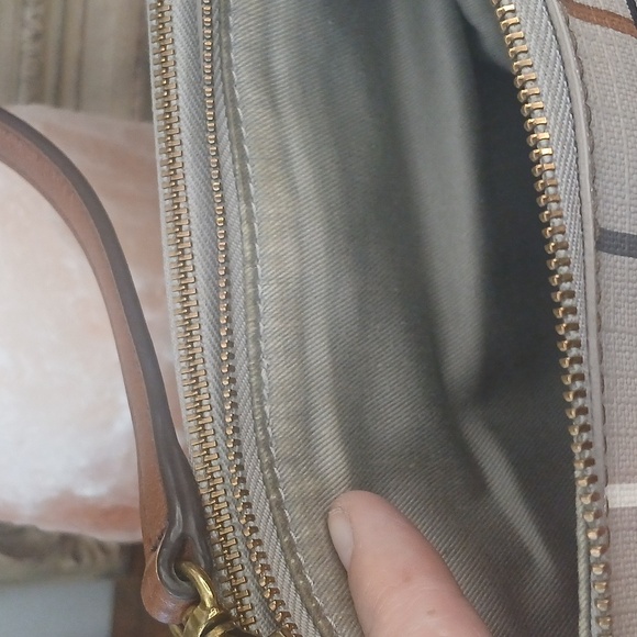 FIRM!!!! Fossil Women's Beige Plaid Shoulder Bag - Picture 10 of 17